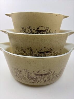 Vintage Pyrex Forest Fancies Set of 3 Casserole Bowls 473, 474, 475-B, NO LIDS